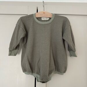 Winnie and Crew Green Waffle Knit long sleeve Onesie